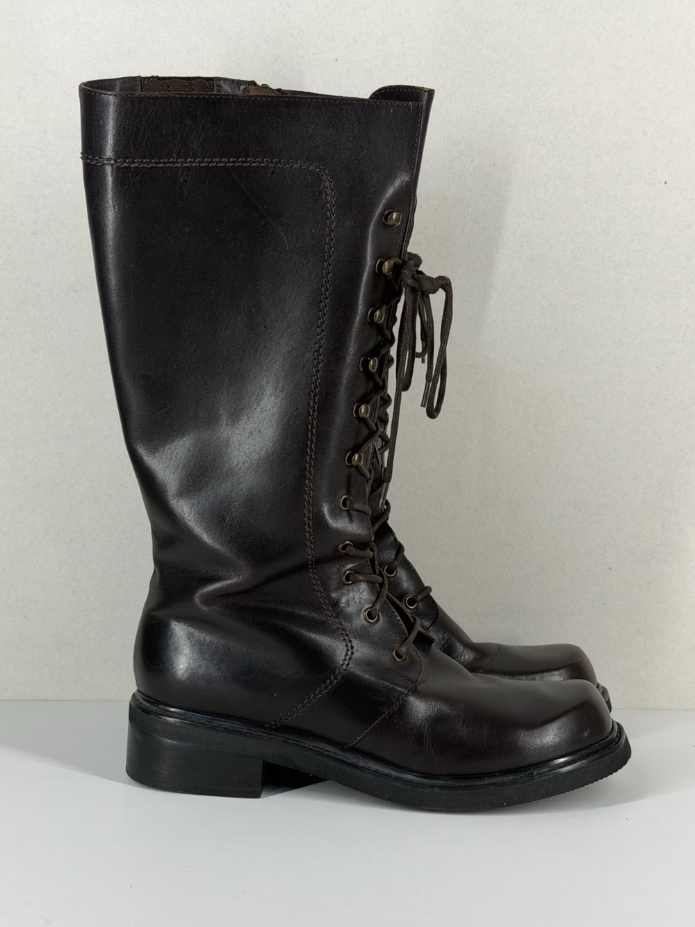 Eddie Bauer Women's Dark Brown Lace-Up Tall Leather Boots